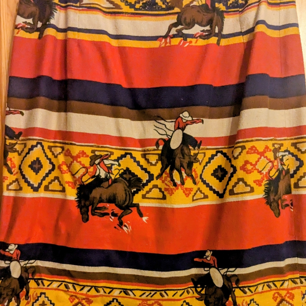 Breeches 90's Cowboy Fabric Cotton Mini Wrap Skirt- Size 10 - Picture 4 of 6